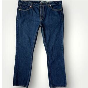Volcom Vorta Denim Jeans Slim Fit Straight Leg Men Size 40X31 Dark Washed Blue